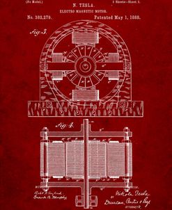 PP173- Burgundy Tesla Electro Motor Patent Poster