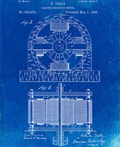 PP173- Faded Blueprint Tesla Electro Motor Patent Poster