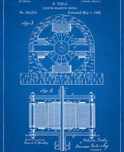 PP173- Blueprint Tesla Electro Motor Patent Poster