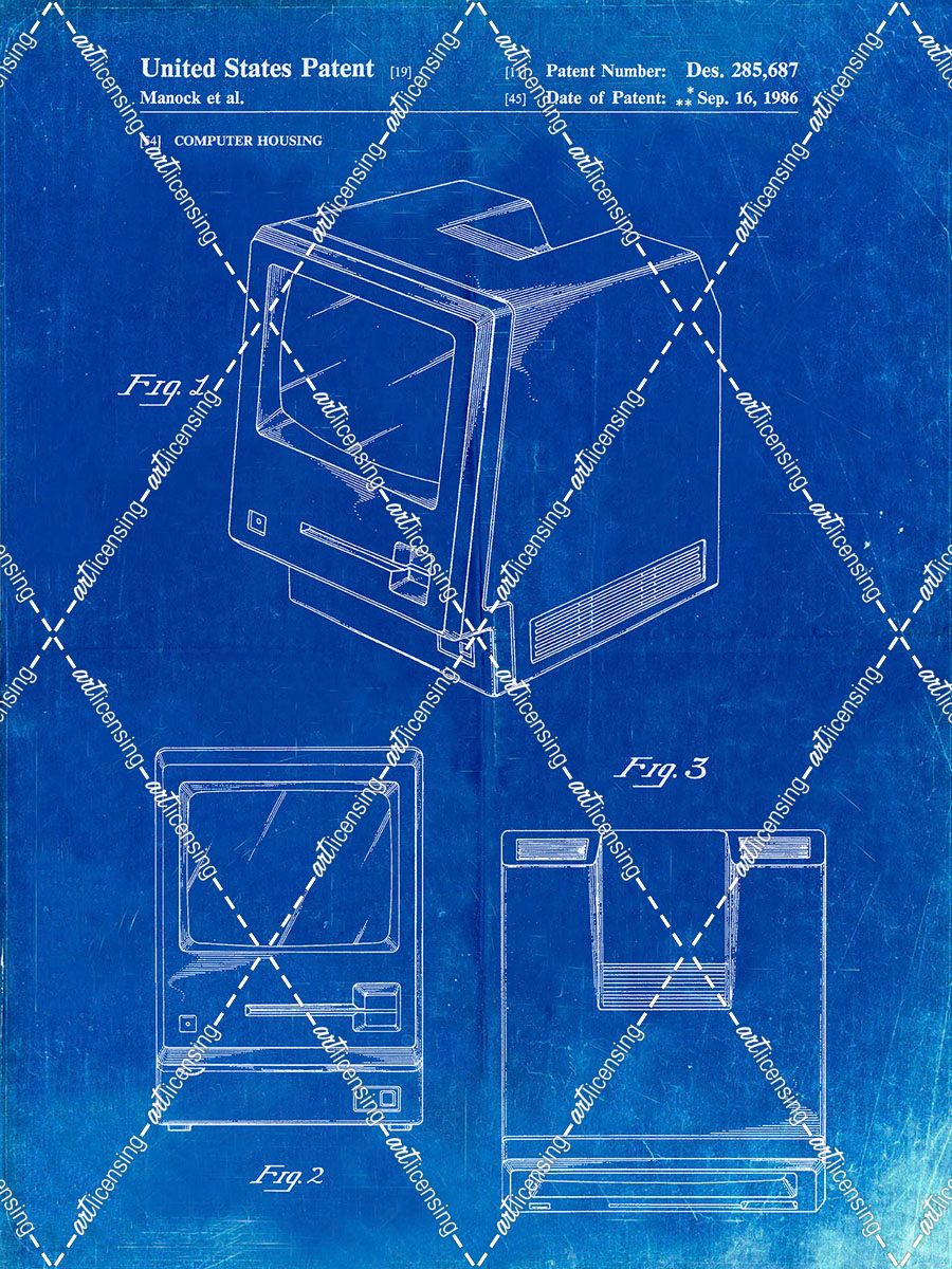 PP176- Faded Blueprint First Macintosh Computer Poster