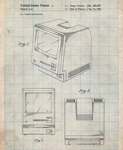 PP176- Antique Grid Parchment First Macintosh Computer Poster