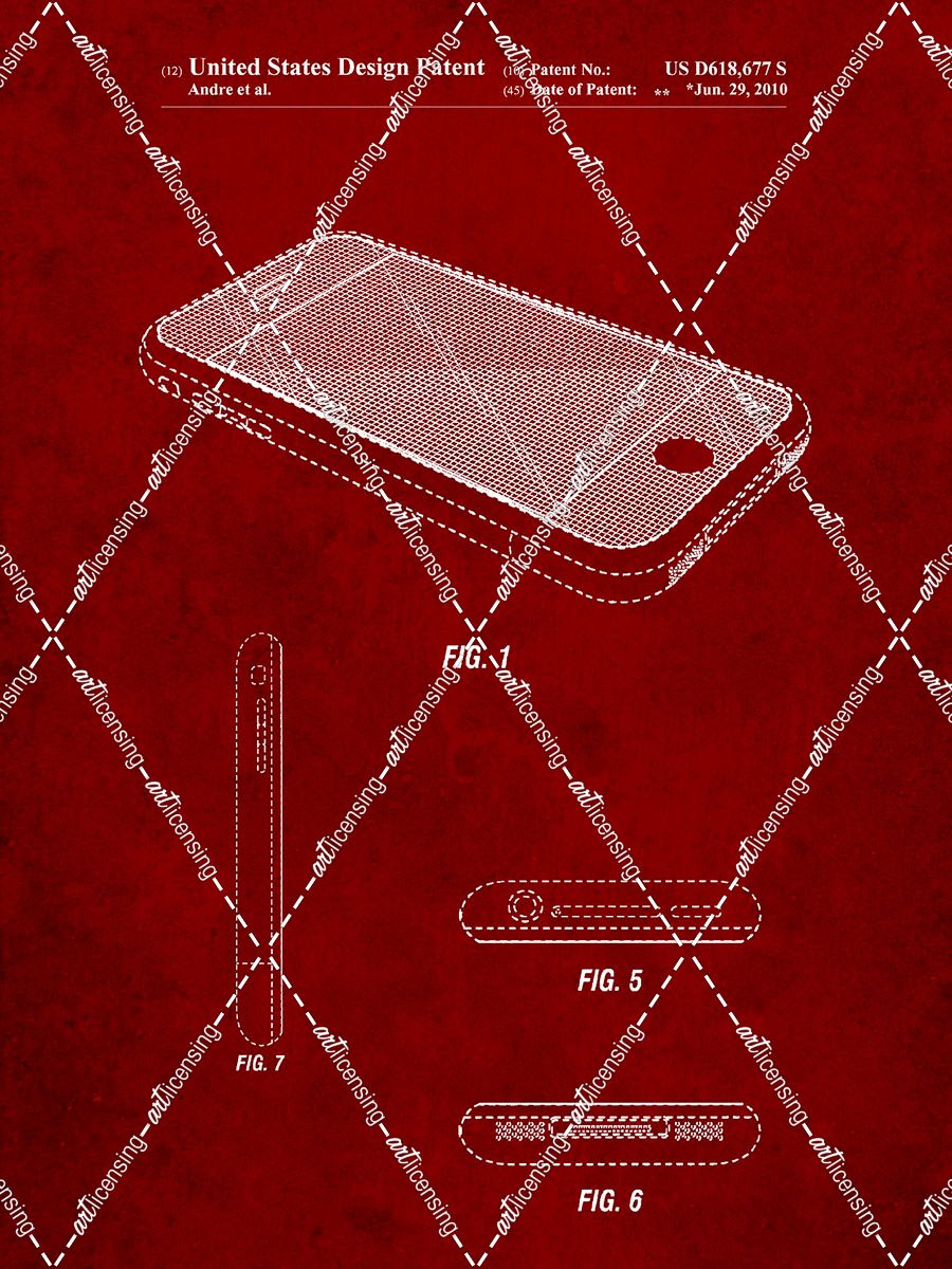 PP177- Burgundy iPhone 3 Patent Poster