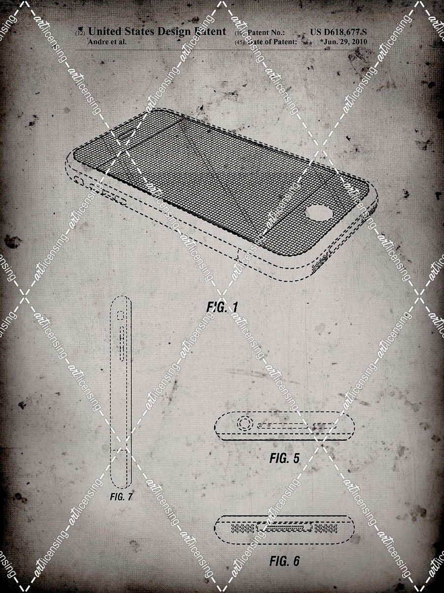PP177- Faded Grey iPhone 3 Patent Poster