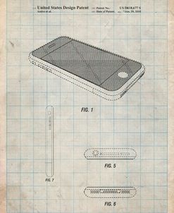 PP177- Antique Grid Parchment iPhone 3 Patent Poster