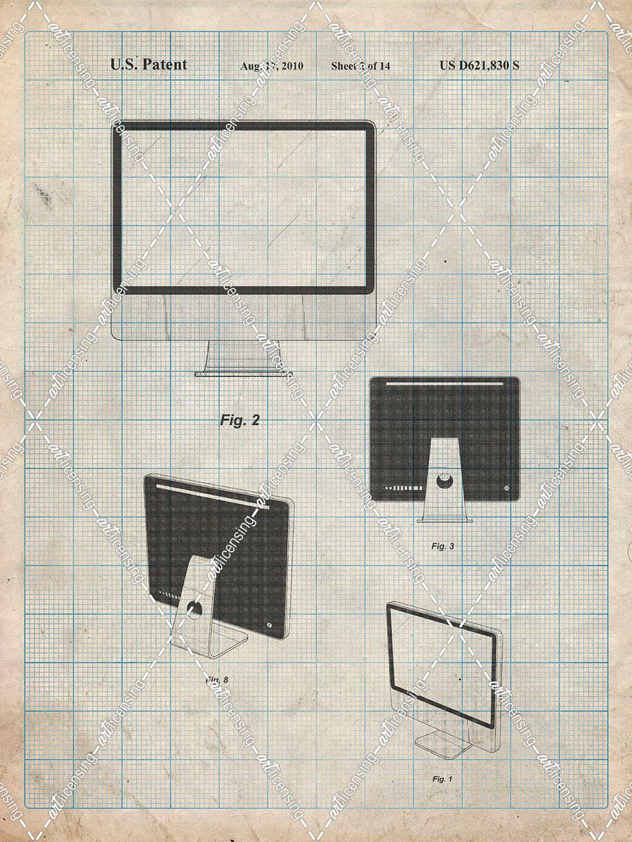 PP178- Antique Grid Parchment iMac Computer Mid 2010 Patent Poster