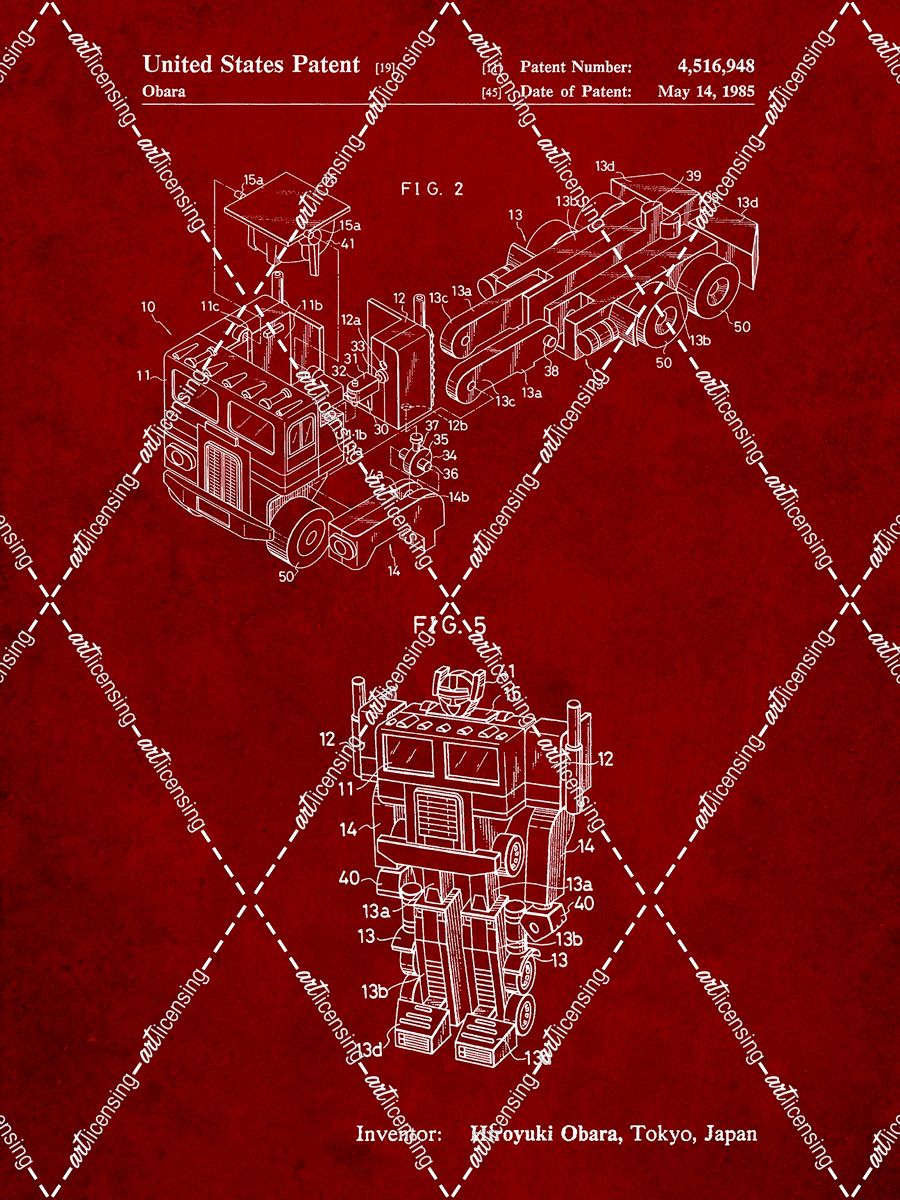 PP179- Burgundy Optimus Prime Transformer Poster