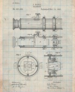 PP180- Antique Grid Parchment Antique Telescope 1891 Patent Poster