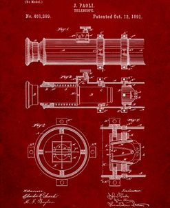 PP180- Burgundy Antique Telescope 1891 Patent Poster