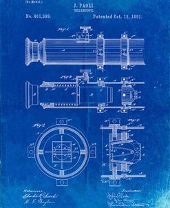 PP180- Faded Blueprint Antique Telescope 1891 Patent Poster