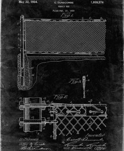 PP181- Black Grunge Tennis Net Patent Poster