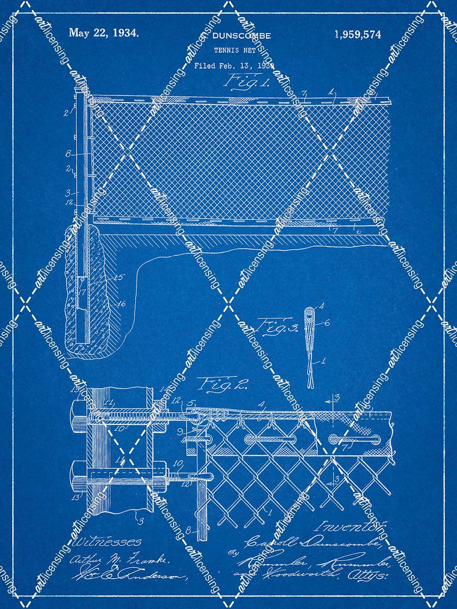 PP181- Blueprint Tennis Net Patent Poster