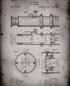 PP180- Faded Grey Antique Telescope 1891 Patent Poster