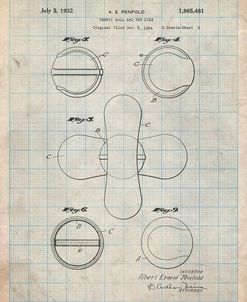 PP182- Antique Grid Parchment Tennis Ball 1932 Patent Poster