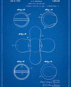PP182- Blueprint Tennis Ball 1932 Patent Poster