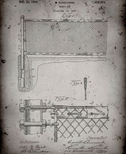 PP181- Faded Grey Tennis Net Patent Poster