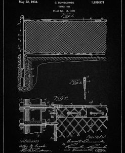 PP181- Vintage Black Tennis Net Patent Poster