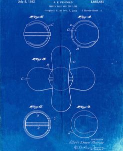 PP182- Faded Blueprint Tennis Ball 1932 Patent Poster