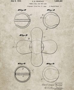 PP182- Sandstone Tennis Ball 1932 Patent Poster