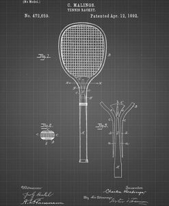 PP183- Black Grid Tennis Racket 1892 Patent Poster
