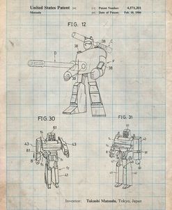 PP184- Antique Grid Parchment Megatron Transformer Patent Poster