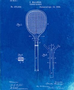 PP183- Faded Blueprint Tennis Racket 1892 Patent Poster