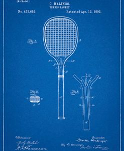 PP183- Blueprint Tennis Racket 1892 Patent Poster