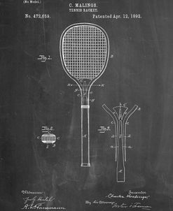 PP183- Chalkboard Tennis Racket 1892 Patent Poster