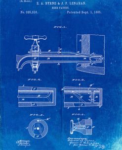 PP185- Faded Blueprint Beer Tap Patent Poster