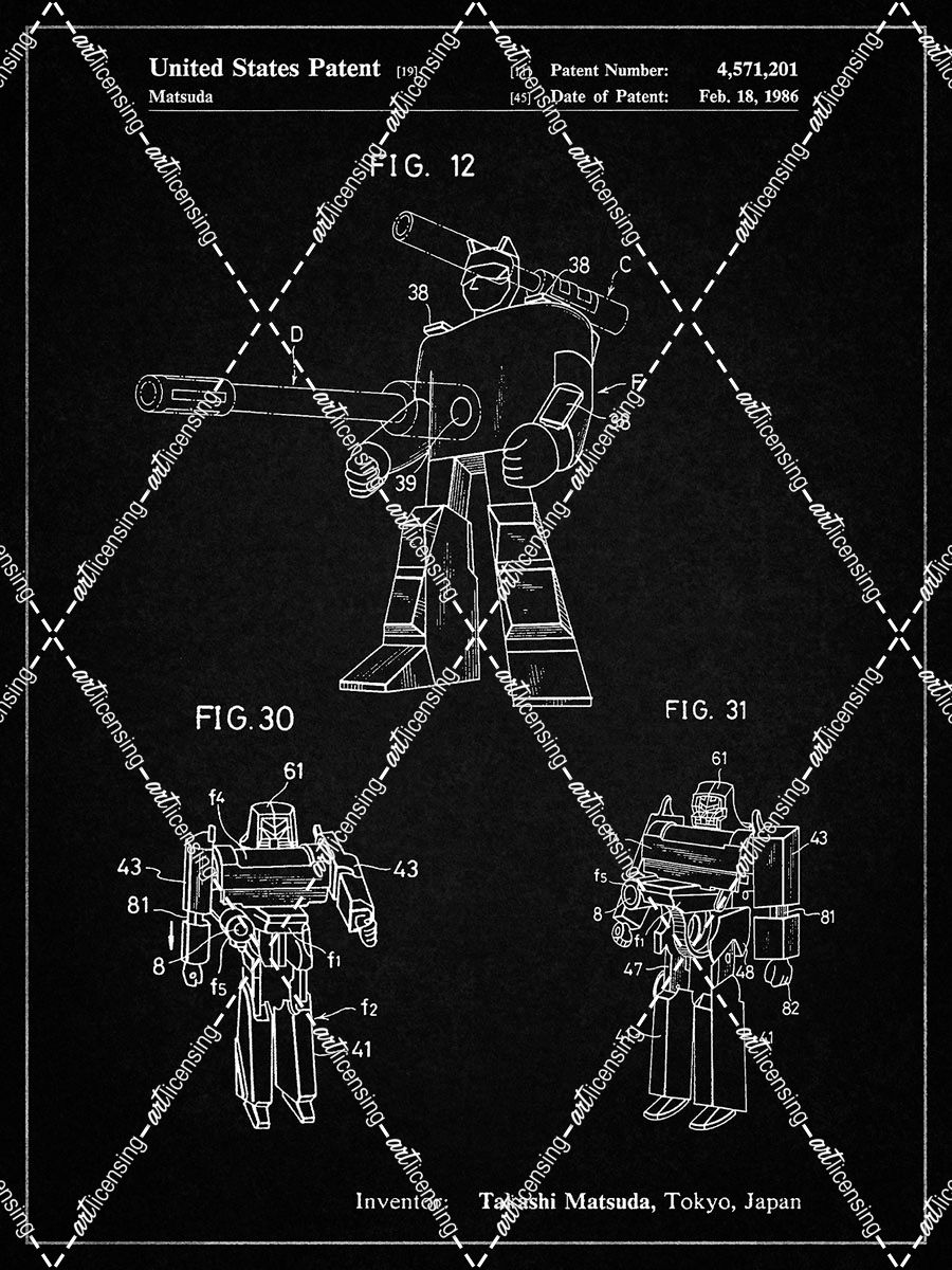 PP184- Vintage Black Megatron Transformer Patent Poster