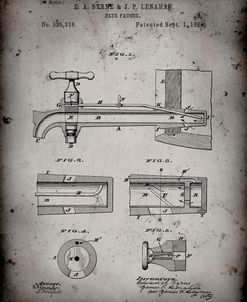 PP185- Faded Grey Beer Tap Patent Poster