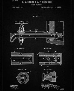 PP185- Vintage Black Beer Tap Patent Poster