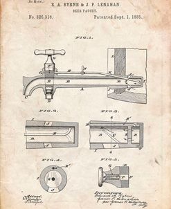 PP185- Vintage Parchment Beer Tap Patent Poster