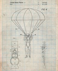 PP187- Antique Grid Parchment Parachute 1982 Patent Poster