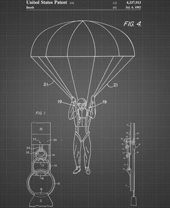 PP187- Black Grid Parachute 1982 Patent Poster