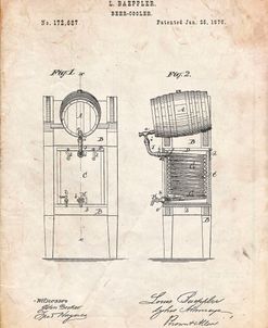 PP186- Vintage Parchment Beer Keg Cooler 1876 Patent Poster