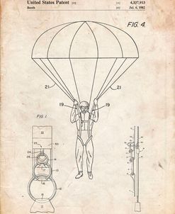 PP187- Vintage Parchment Parachute 1982 Patent Poster
