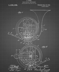 PP188- Black Grid French Horn 1914 Patent Poster