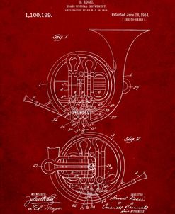 PP188- Burgundy French Horn 1914 Patent Poster