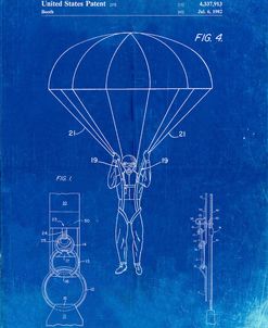 PP187- Faded Blueprint Parachute 1982 Patent Poster