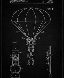 PP187- Vintage Black Parachute 1982 Patent Poster