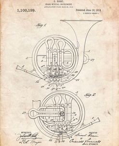 PP188- Vintage Parchment French Horn 1914 Patent Poster