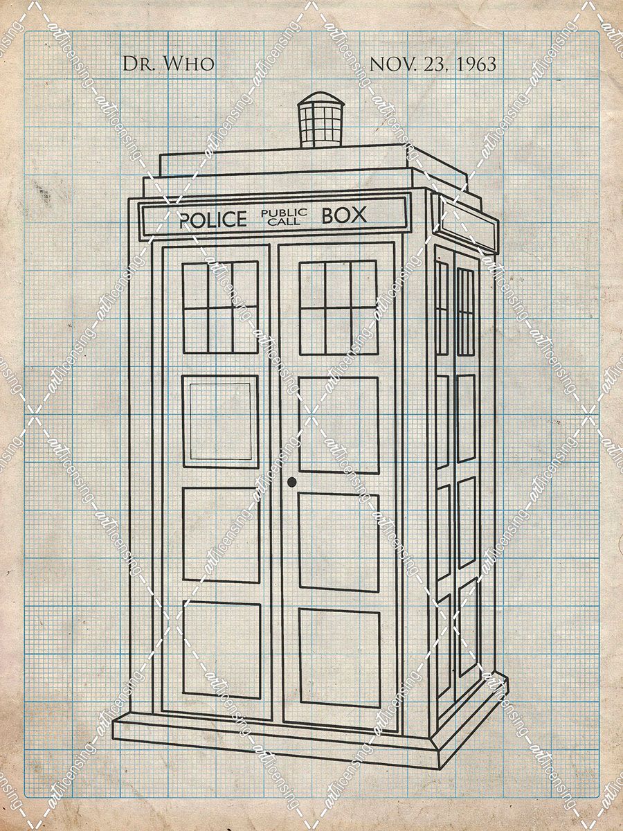 PP189- Antique Grid Parchment Doctor Who Tardis Poster