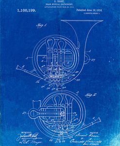 PP188- Faded Blueprint French Horn 1914 Patent Poster