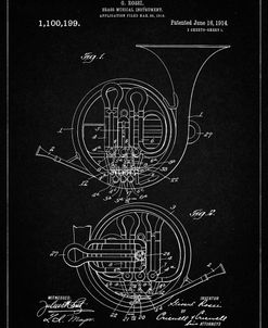 PP188- Vintage Black French Horn 1914 Patent Poster