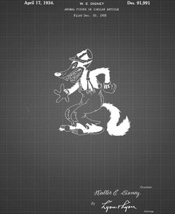 PP190- Black Grid Disney Big Bad Wolf Patent Poster