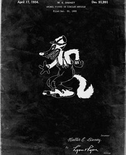 PP190- Black Grunge Disney Big Bad Wolf Patent Poster