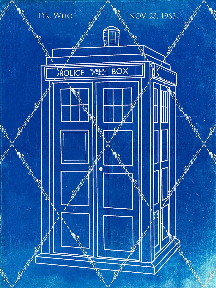 PP189- Faded Blueprint Doctor Who Tardis Poster