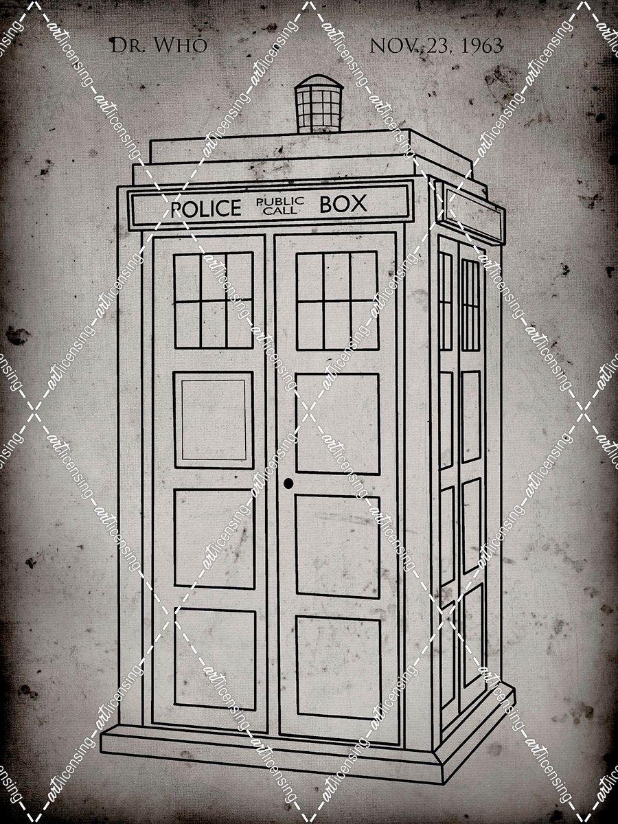PP189- Faded Grey Doctor Who Tardis Poster
