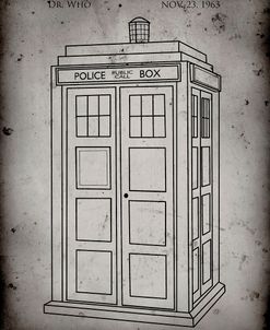 PP189- Faded Grey Doctor Who Tardis Poster