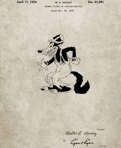 PP190- Sandstone Disney Big Bad Wolf Patent Poster